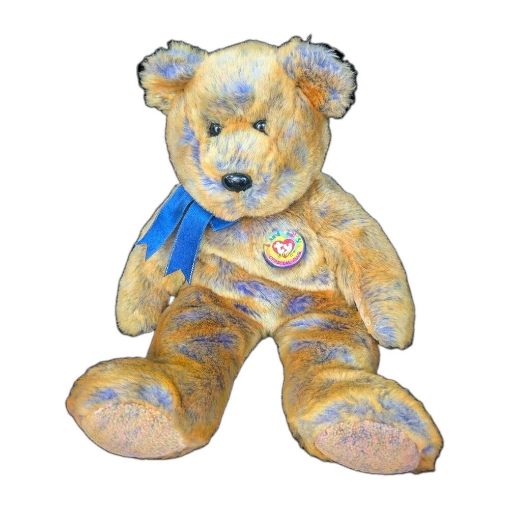 Ty Beanie Baby Extra Large Beanie 2000 Club Official Member Blue Tie Dye Bear